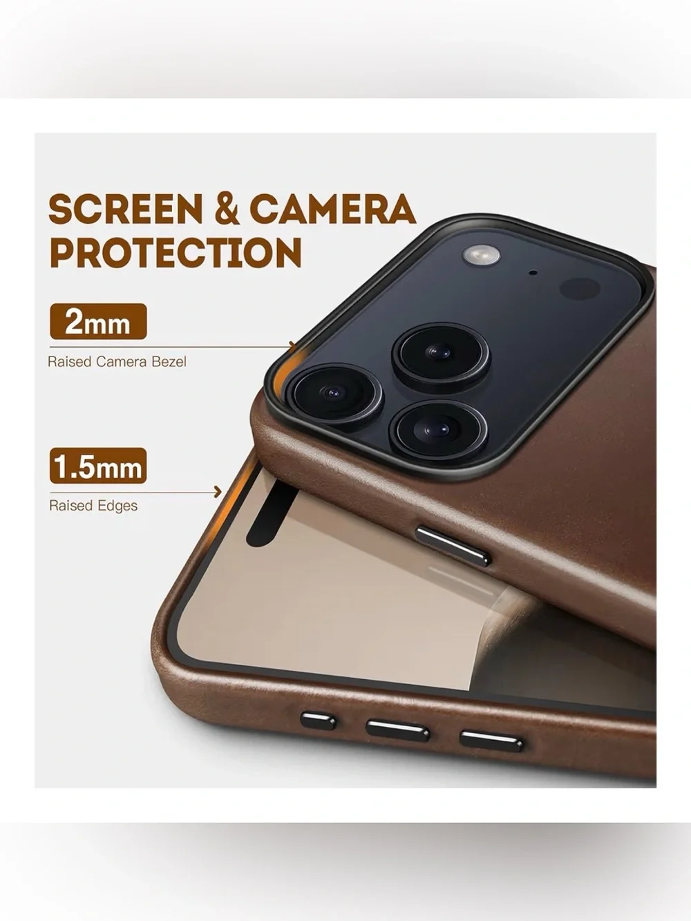 Genuine Leather Case for iPhone 17 Pro MAX 6.9 inch (Rustic Brown)